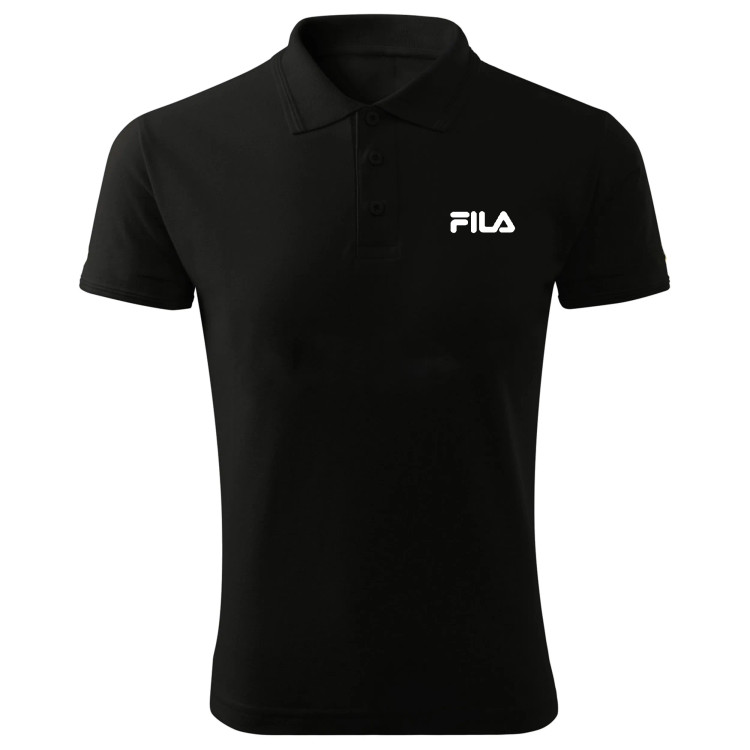 پولوشرت مردانه جودون مشکی آستین کوتاه یقه دکمه دار طرح فیلا سایز L XL 2XL