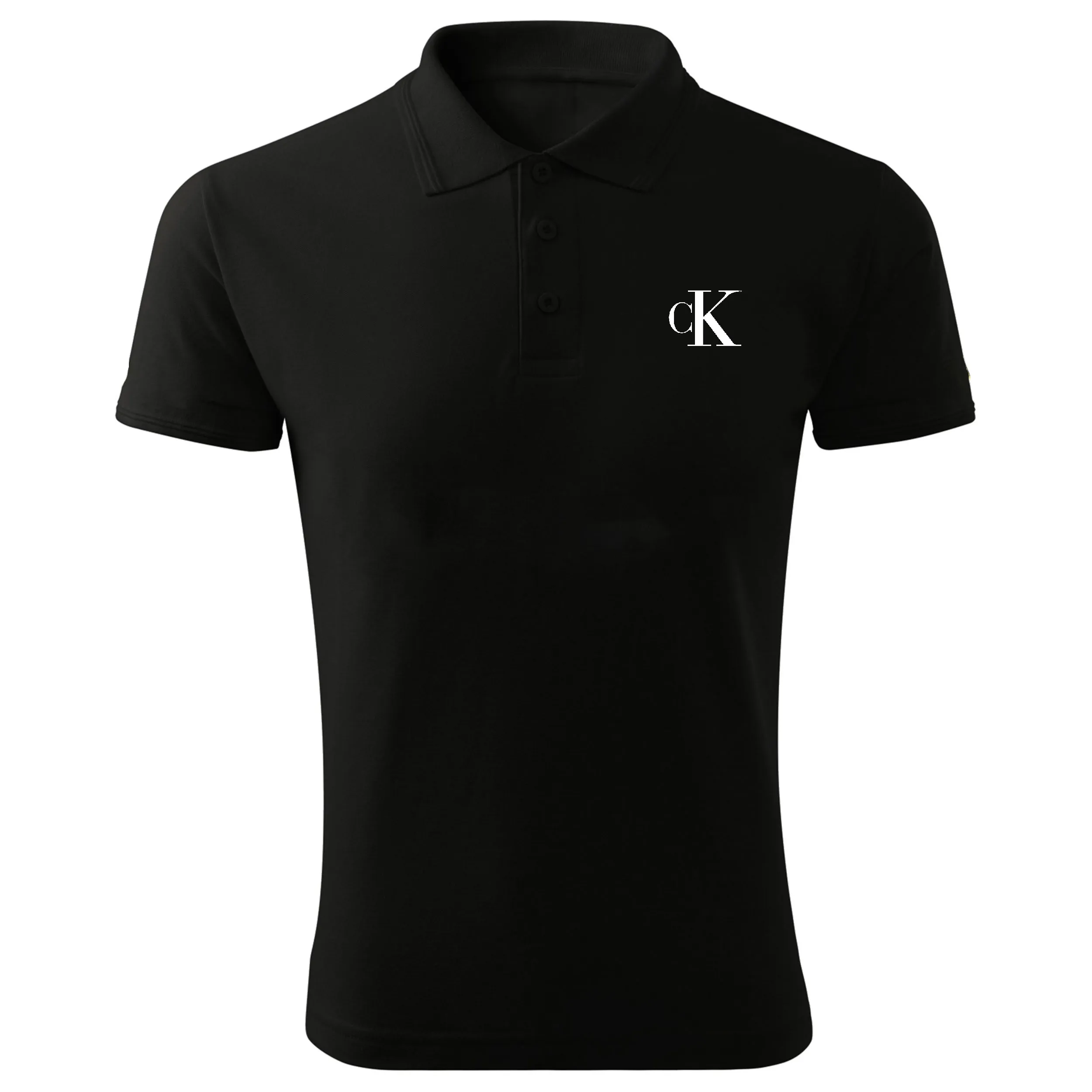 پولوشرت آستین کوتاه مردانه مشکی طرح CK مدل D5565 جنس جودون سایز L XL 2XL