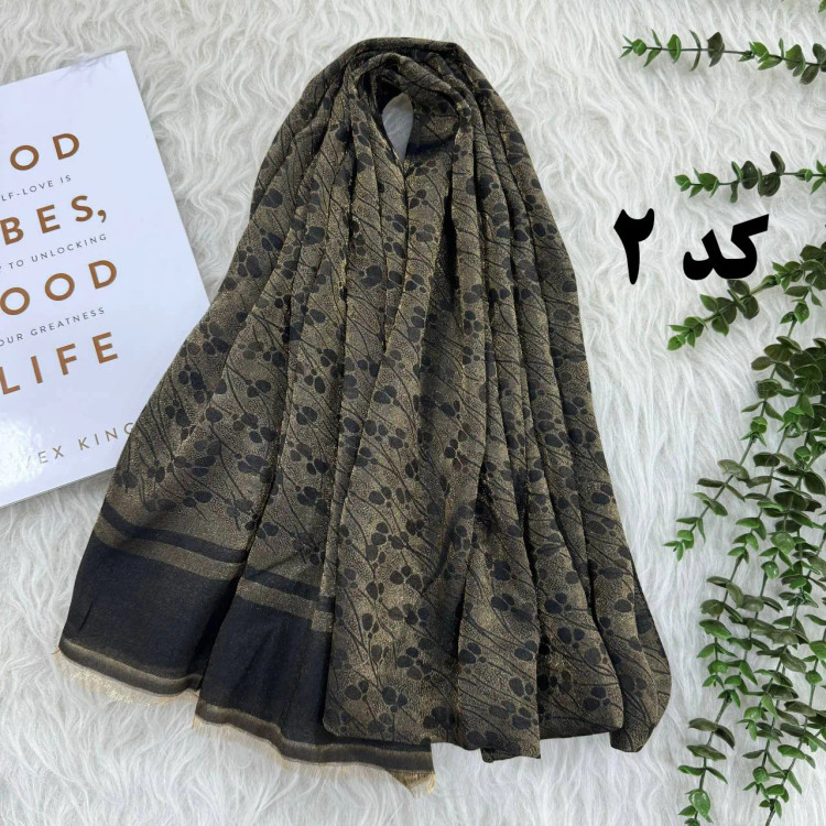 شال مجلسی طرحدار نخی قواره بزرگ 200x75 سانتی بدون آبرفت و چروک