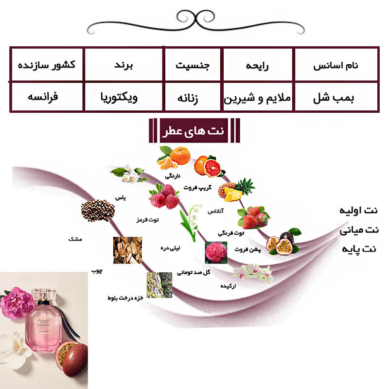 ادوپرفیوم زنانه هارلینگن مدل ویکتوریا سکرت بامب شل با رایحه خنک حجم 50 میلیلیتر
