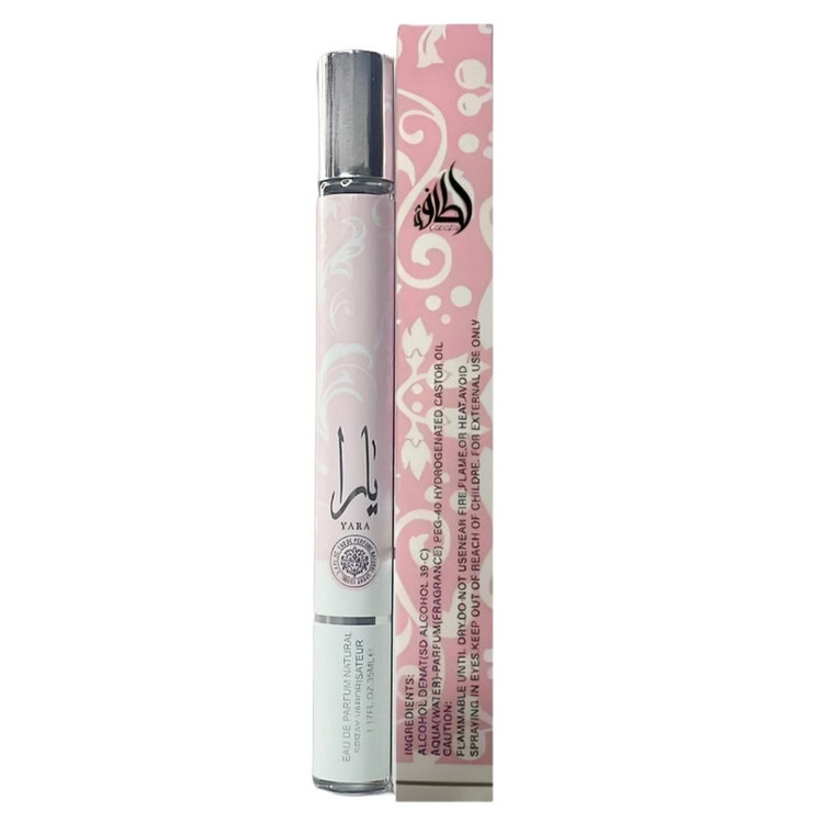 عطر جیبی زنانه لطافه مدل یارا با رایحه گرم حجم 35 میلیلیتر