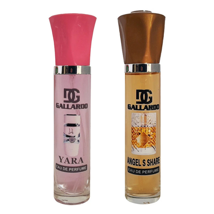عطر جیبی زنانه گالاردو مدل یارا و آنجلز شیر با رایحه گرم حجم 22 میلیلیتر بسته 2 عددی