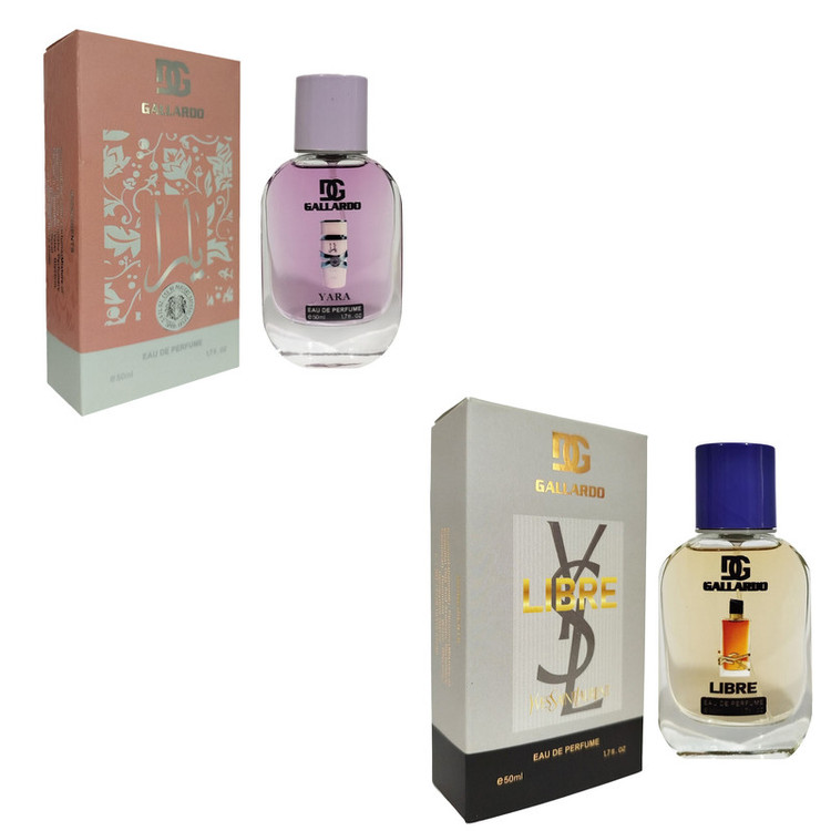 ادوپرفیوم زنانه گالاردو مدل یارا و لیبر با رایحه معتدل حجم 50 میلیلیتر بسته 2 عددی