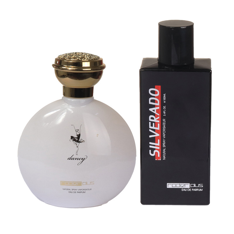 ادوپرفیوم مردانه رودیر پلاس مدل Silverado با رایحه خنک حجم 100 میلیلیتر به همراه ادوپرفیوم زنانه رودیر پلاس مدل Dancy با رایحه ملایم حجم 100 میلیلیتر