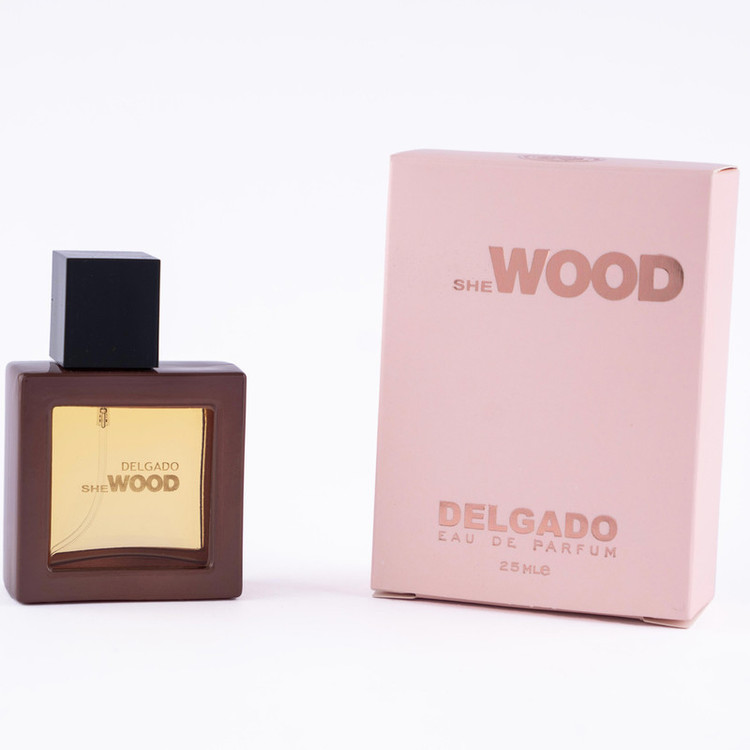 عطر جیبی زنانه دلگادو مدل شی وود با رایحه خنک حجم 25 میلیلیتر