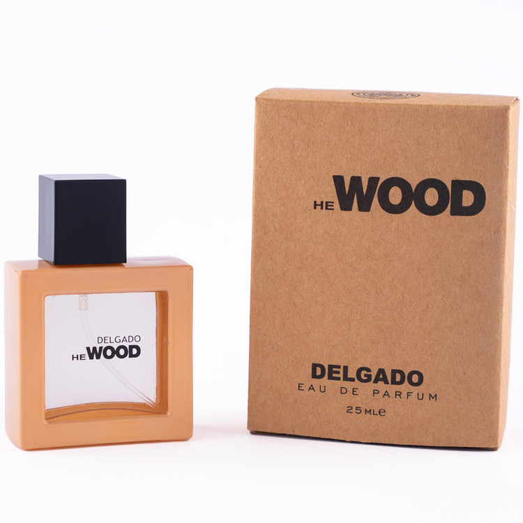 عطر جیبی مردانه دلگادو مدل وود قهوه ای با رایحه خنک حجم 25 میلیلیتر