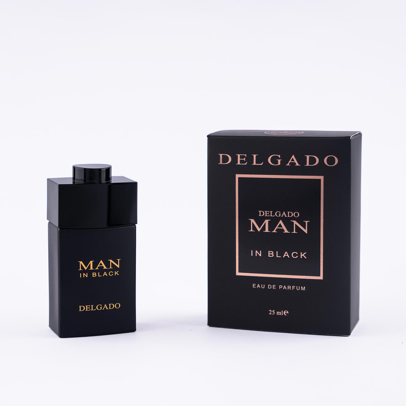 عطر جیبی مردانه دلگادو مدل من این بلک با رایحه تلخ حجم 25 میلی لیتر