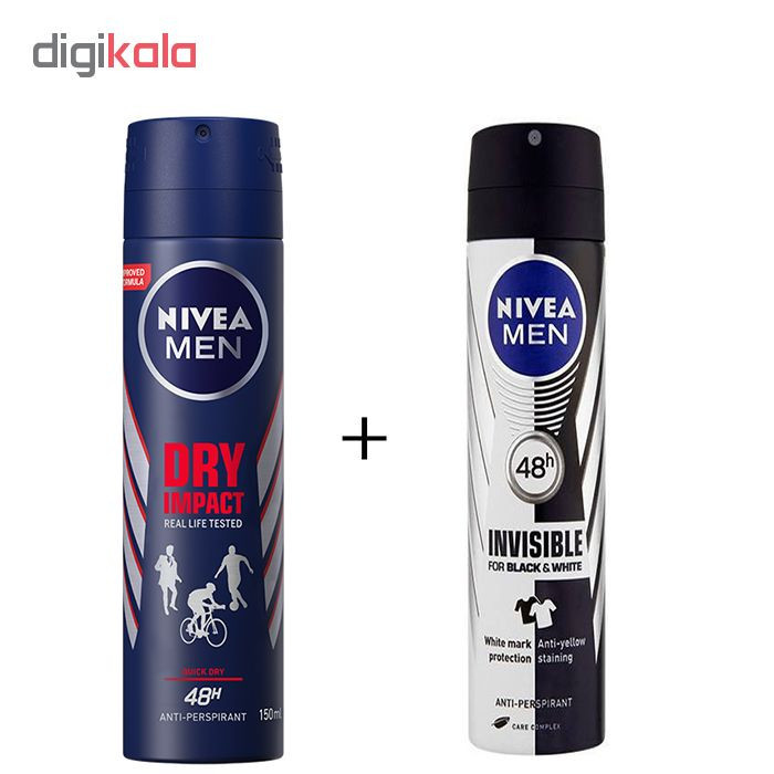 اسپری ضد تعریق مردانه نیوآ مدل Dry Impact حجم 150 میلی لیتر به همراه اسپری ضد تعریق نیوآ مدل Invisible حجم 150 میلی لیتر