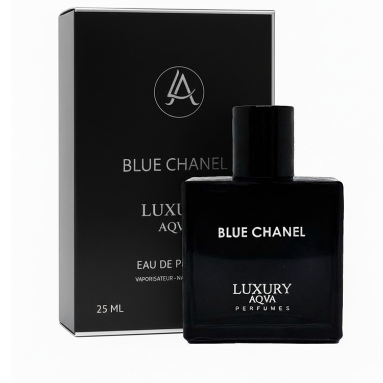 عطر جیبی مردانه لاکچری آکوا مدل Blue Chanel با رایحه خنک حجم 25 میلیلیتر
