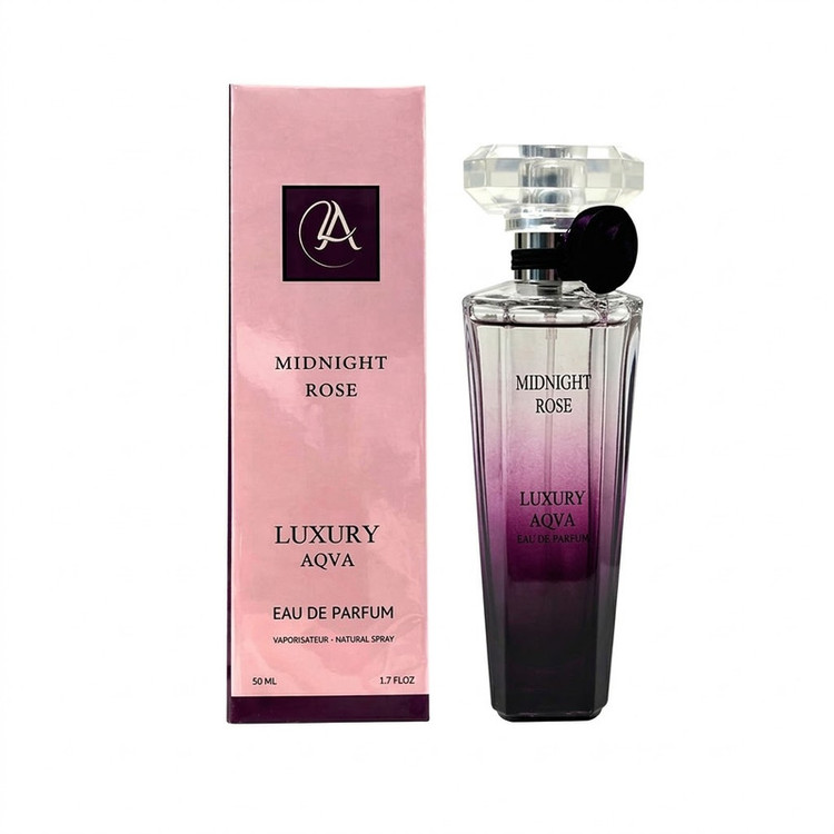 ادوپرفیوم زنانه لاکچری آکوا مدل MIDNIGHT ROSE با رایحه گرم حجم 50 میلیلیتر