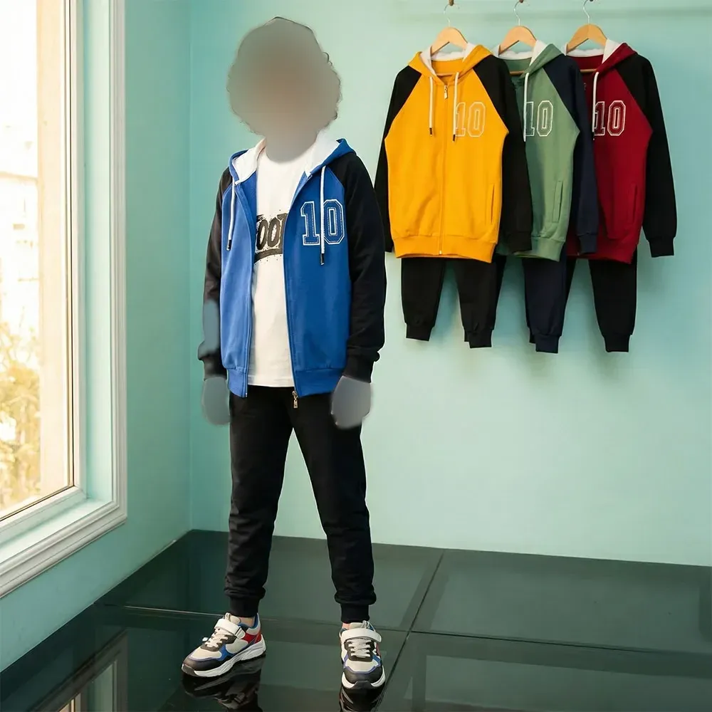 ست سه تکه سویشرت شلوار و بلوز پسرانه جنس پنبه سوپر