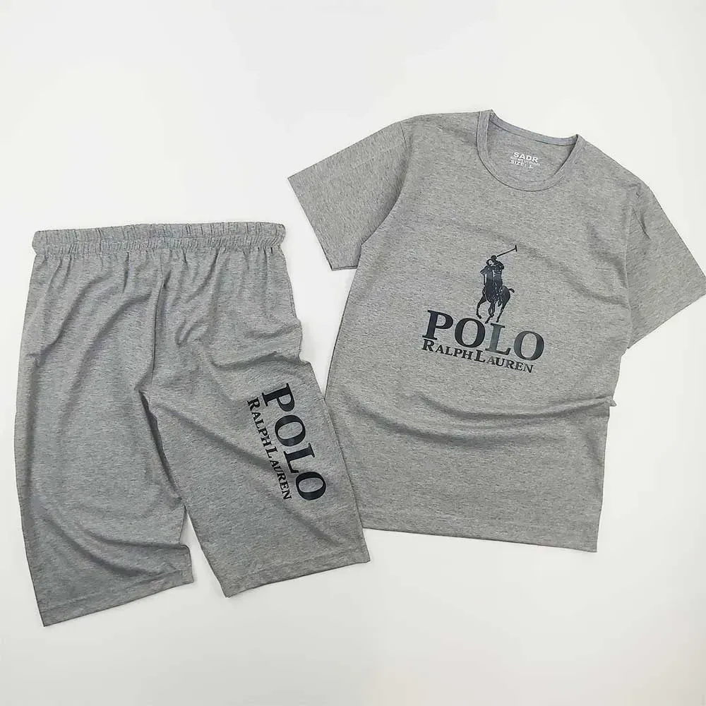 ست تیشرت و شلوارک مردانه مدل POLO جنس ملانج