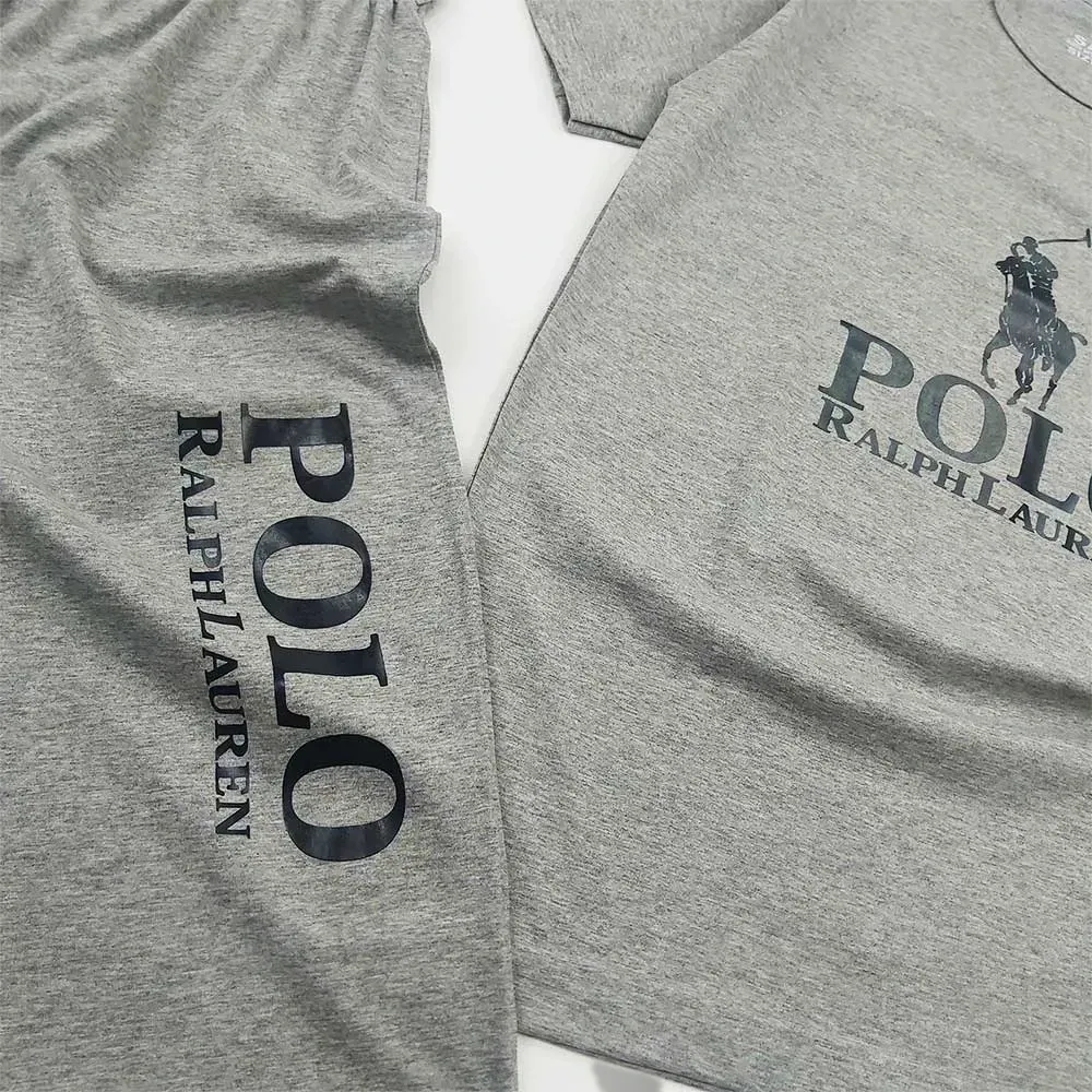 ست تیشرت و شلوارک مردانه مدل POLO جنس ملانج
