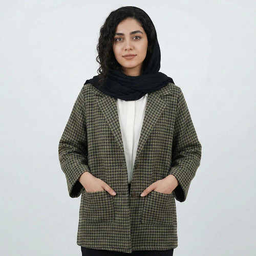 کت کشمیر زنانه قهوه ای آستین سه ربع مناسب پاییز و زمستان
