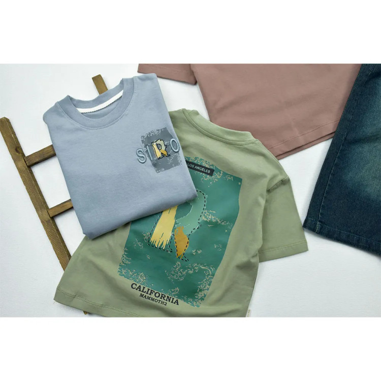 ست تیشرت و شلوار پسرانه مدل باکسی و نیم بگ جین کد 11623