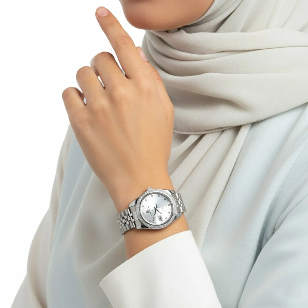 ساعت دور نگین استیل صفحه سفید الکس مارتین زنانه