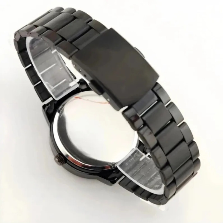 ساعت مچی عقربهای مردانه مدل رینگ چرخان کد E24 با بند و بدنه استیل مشکی