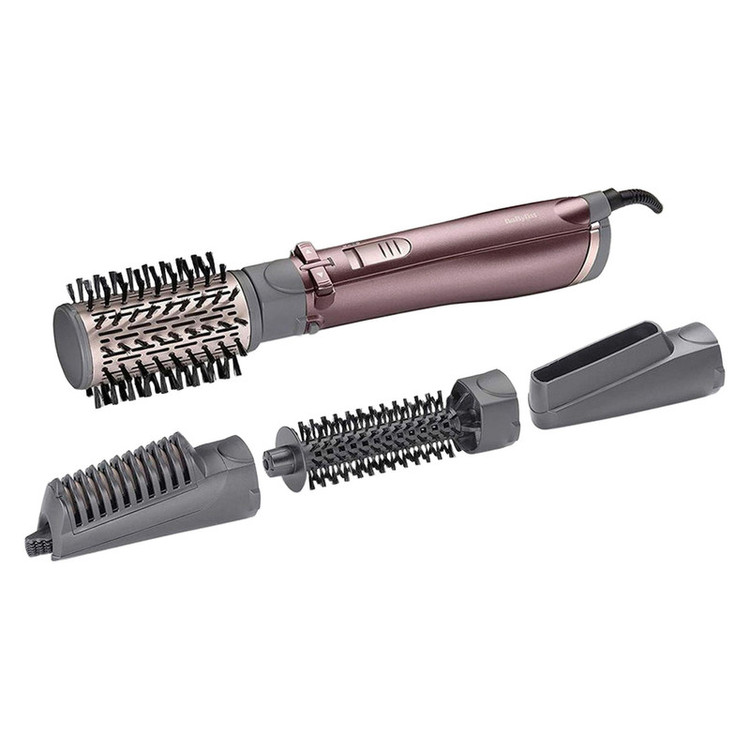 سشوار برسدار چرخشی 1000 وات بابیلیس مدل AS960E، موتور DC، وزن 530 گرم، المنت سرامیک، دارای سری چرخشی با ویژگی فرکنندگی، صافکنندگی، حجمدهندگی، با قابلیت باد سرد