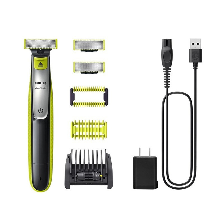 ماشین اصلاح موی صورت و بدن شارژی فیلیپس مدل QP2834/60 با فناوری OneBlade، ضد آب، تیغه استیل ضد زنگ، خط زن و حجم زن، همراه با 2 تیغه یدک، شارژ 240 دقیقه و زمان استفاده 60 دقیقه
