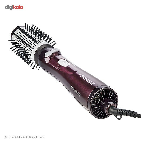 سشوار برسدار چرخشی 1000 وات پرینسلی مدل PR306AT، موتور DC، وزن 500 گرم، المنت سرامیک، دارای سری برسدار گرد باریک، سری برسدار گرد پهن با ویژگی فرکنندگی، صافکنندگی، حجمدهندگی، با قابلیت باد سرد، فناوری تولید یون