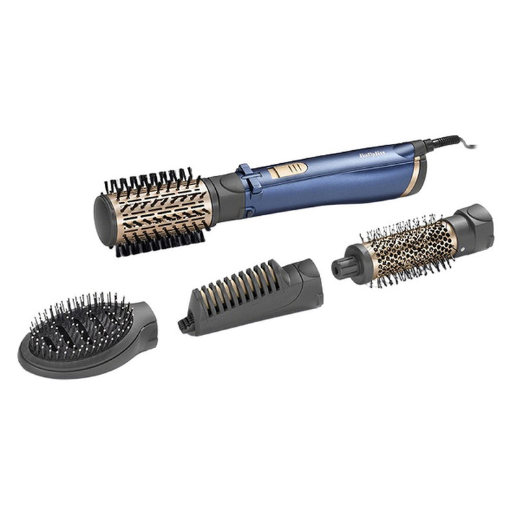 سشوار برسدار چرخشی 1000 وات بابیلیس مدل Style pro 1000، موتور DC، وزن 280 گرم، المنت سرامیک، دارای سری متمرکزکننده باریک با ویژگی صافکنندگی، فرکنندگی، با قابلیت باد سرد، فناوری تولید یون