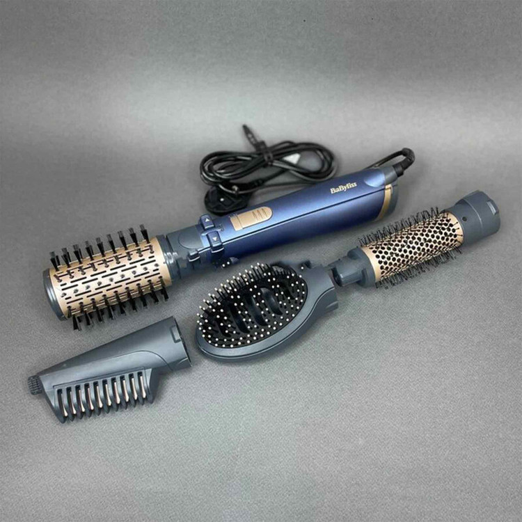 سشوار برسدار چرخشی 1000 وات بابیلیس مدل Style pro 1000، موتور DC، وزن 280 گرم، المنت سرامیک، دارای سری متمرکزکننده باریک با ویژگی صافکنندگی، فرکنندگی، با قابلیت باد سرد، فناوری تولید یون