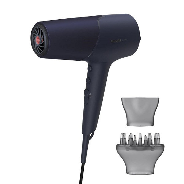 سشوار حرفهای 2300 وات فیلیپس مدل BHD510، موتور DC، وزن 330 گرم، المنت سرامیک تورمالین، دارای سری دیسپانسر، متمرکزکننده باریک با ویژگی صافکنندگی، با قابلیت فناوری تولید یون