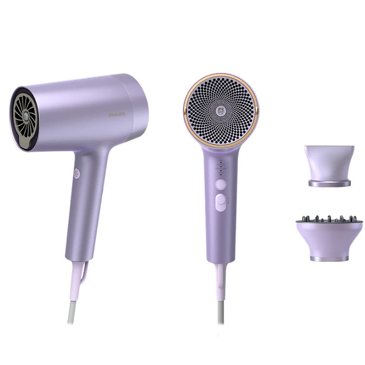 سشوار حرفهای 1800 وات فیلیپس مدل BHD720، موتور DC، وزن 950 گرم، دارای سری دیسپانسر، متمرکزکننده باریک با ویژگی فرکنندگی، صافکنندگی، حجمدهندگی، با قابلیت فناوری تولید یون