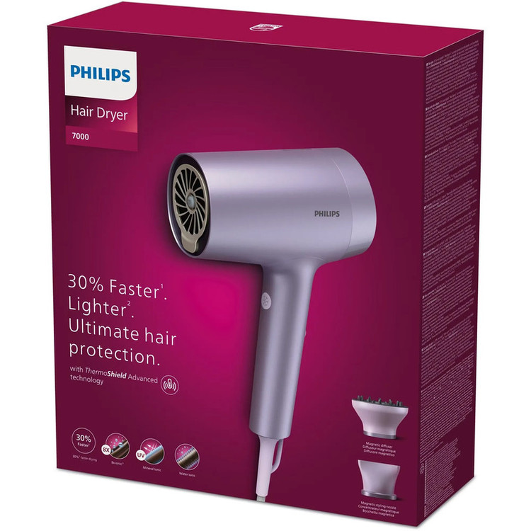 سشوار حرفهای 1800 وات فیلیپس مدل BHD720، موتور DC، وزن 950 گرم، دارای سری دیسپانسر، متمرکزکننده باریک با ویژگی فرکنندگی، صافکنندگی، حجمدهندگی، با قابلیت فناوری تولید یون