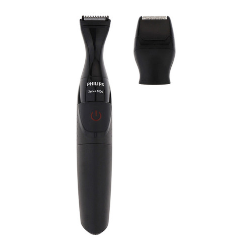 ماشین اصلاح موی صورت و بدن فیلیپس مدل MG1100، اصلاح به صورت تریمر، منبع انرژی باتری AA، تکنولوژی اصلاح به صورت برش مستقیم، به همراه برس تمیز کننده، سه عدد شانه و دو عدد سری، ضد آب و قابل شستشو، جنس تیغه از استیل ضد زنگ