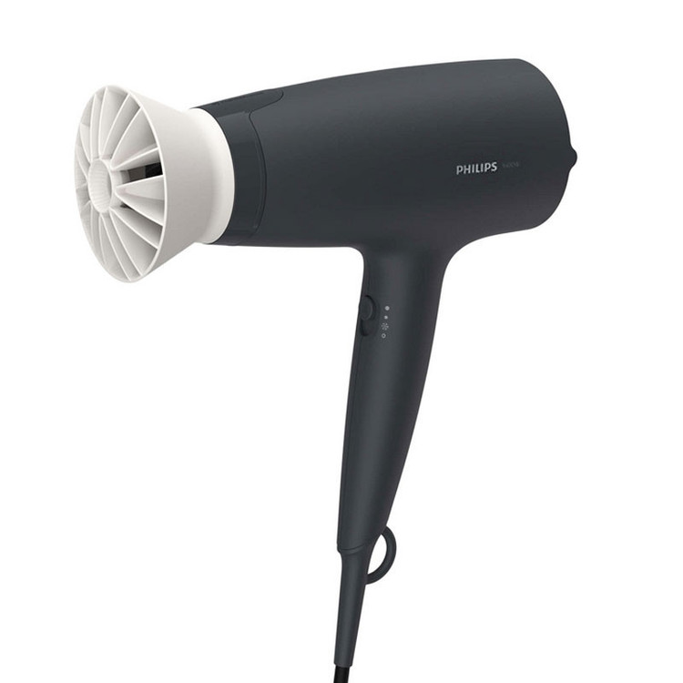 سشوار خانگی 1600 وات فیلیپس مدل BHD302، موتور DC، وزن 280 گرم، دارای سری متمرکزکننده باریک، خشککن ملایم با ویژگی صافکنندگی، با قابلیت باد سرد