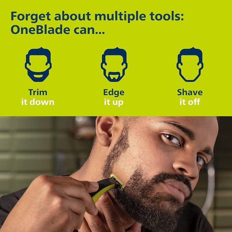 ماشین اصلاح موی صورت و بدن فیلیپس مدل OneBlade QP2724 با تیغه کربن استیل، قابلیت استفاده خشک و مرطوب، شارژ با کابل USB و اصلاح دقیق تا 0.2 میلیمتر