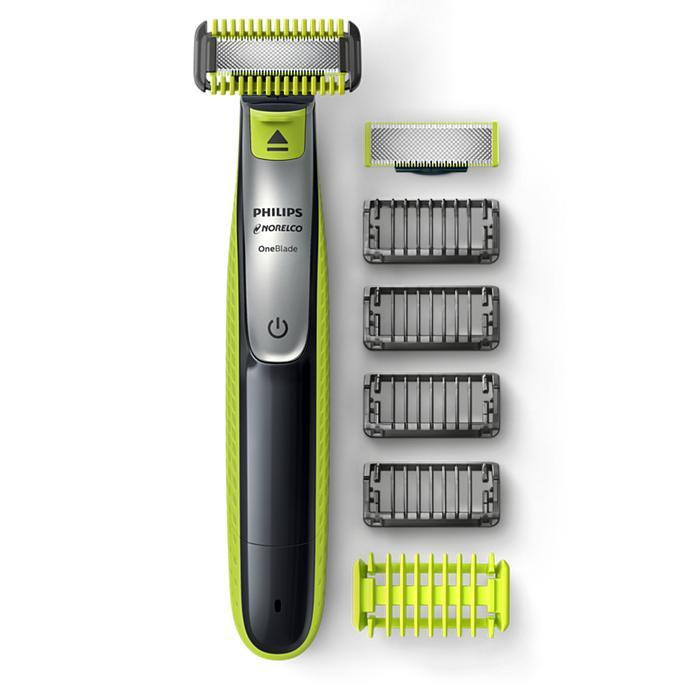 ماشین اصلاح موی صورت و بدن فیلیپس مدل OneBlade QP2724 با تیغه کربن استیل، قابلیت استفاده خشک و مرطوب، شارژ با کابل USB و اصلاح دقیق تا 0.2 میلیمتر