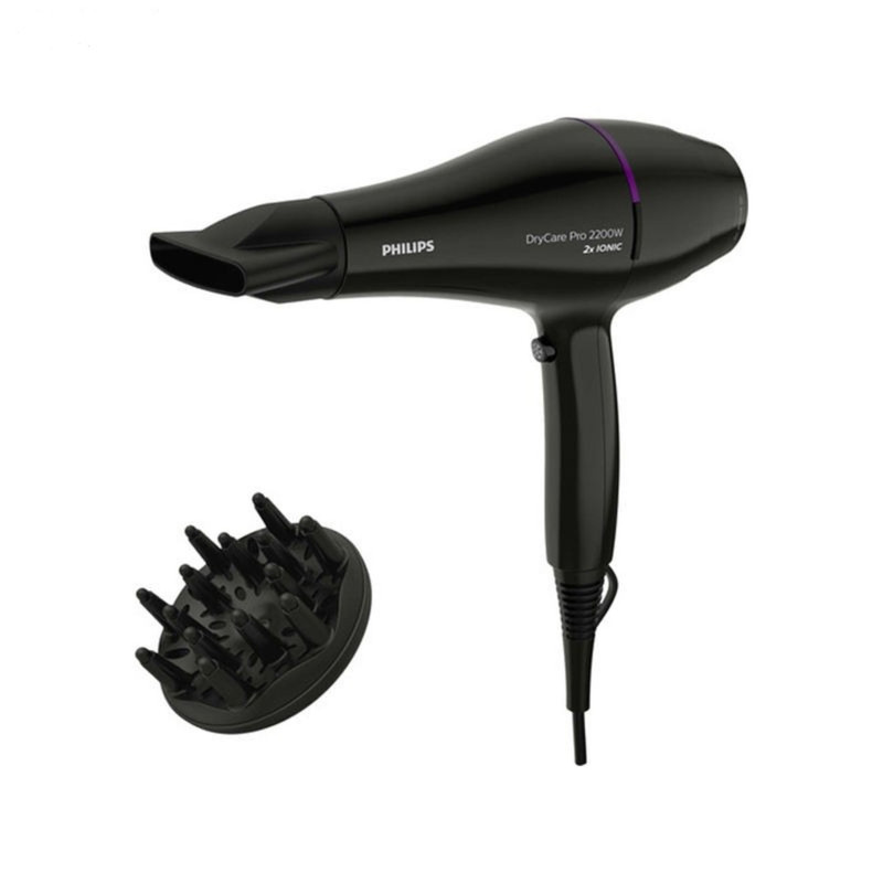 سشوار حرفهای 2200 وات فیلیپس مدل Advanced 2200w، موتور AC، وزن 400 گرم، المنت تیتانیوم، دارای سری دیسپانسر، متمرکزکننده پهن با ویژگی صافکنندگی، حجمدهندگی، با قابلیت فناوری تولید یون