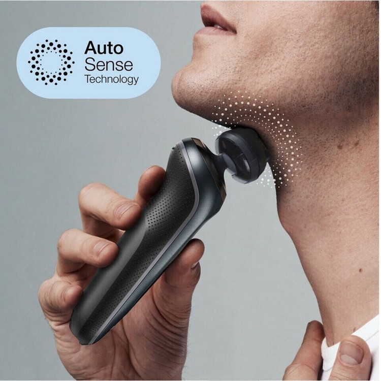 ماشین اصلاح موی صورت شارژی براون سری 6 مدل 61N1000s با فناوری AutoSense، سری SensoFlex و تیغههای SensoFoil، ضدآب و قابل استفاده خشک و مرطوب، شارژ سریع 5 دقیقهای و نمایشگر LED
