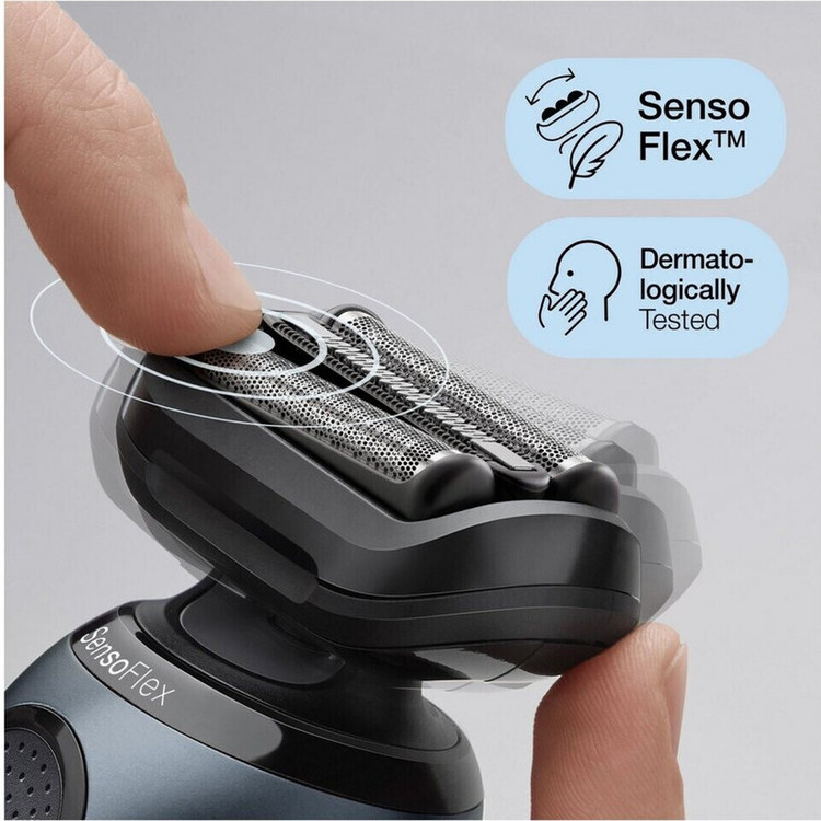 ماشین اصلاح موی صورت شارژی براون سری 6 مدل 61N1000s با فناوری AutoSense، سری SensoFlex و تیغههای SensoFoil، ضدآب و قابل استفاده خشک و مرطوب، شارژ سریع 5 دقیقهای و نمایشگر LED