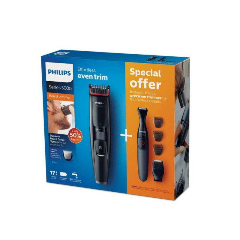 ست ماشین اصلاح موی صورت فیلیپس مدل BT5202/00 به همراه ماشین خط زن فیلیپس مدل MG1100/00