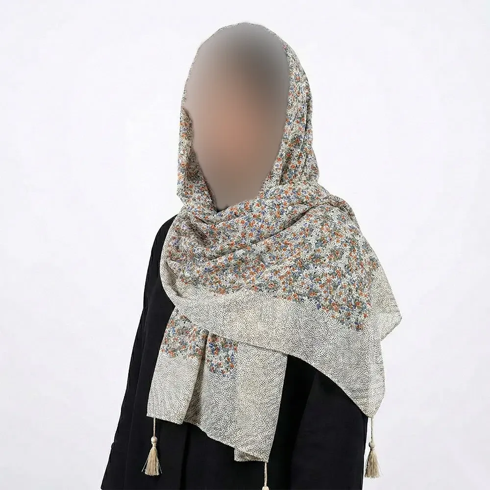 شال نخی زنانه طرح گلدار ابعاد 188 در 69 سانتی متر