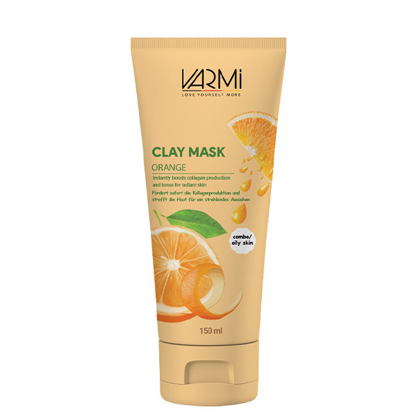 ماسک صورت خاک رسی پرتقال وارمی مدل Clay Mask حجم 150 میلیلیتر ضد جوش و آکنه، سمزدای عمقی، حاوی کپسول ویتامین C، روشنکننده و سفتکننده پوست، مناسب پوست چرب و مختلط
