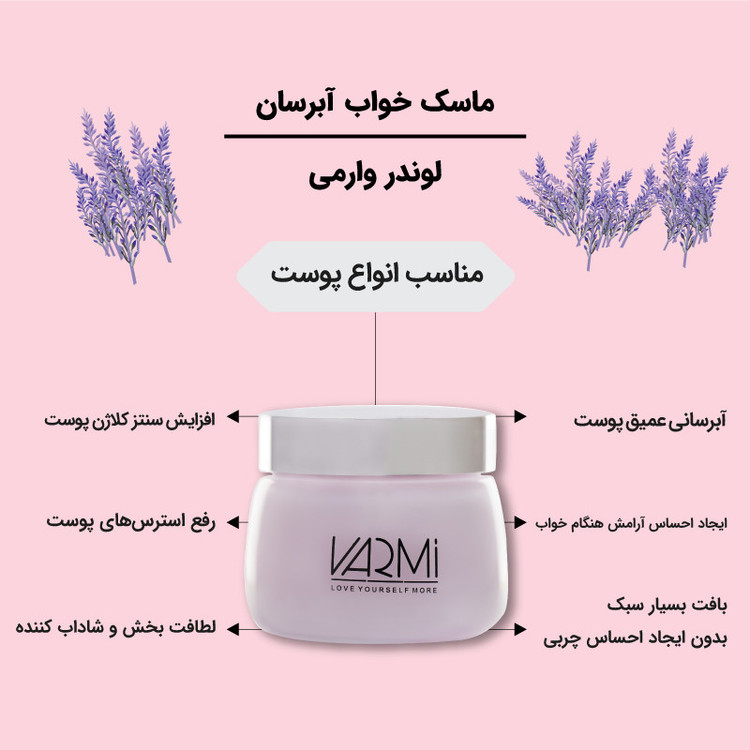ماسک صورت وارمی مدل لوندر مناسب انواع پوست حجم 100 میلی لیتر