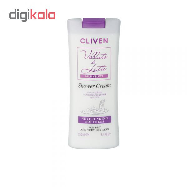 کرم شستشو بدن کلیون مدل MILK VELVET حجم 250 میلی لیتر