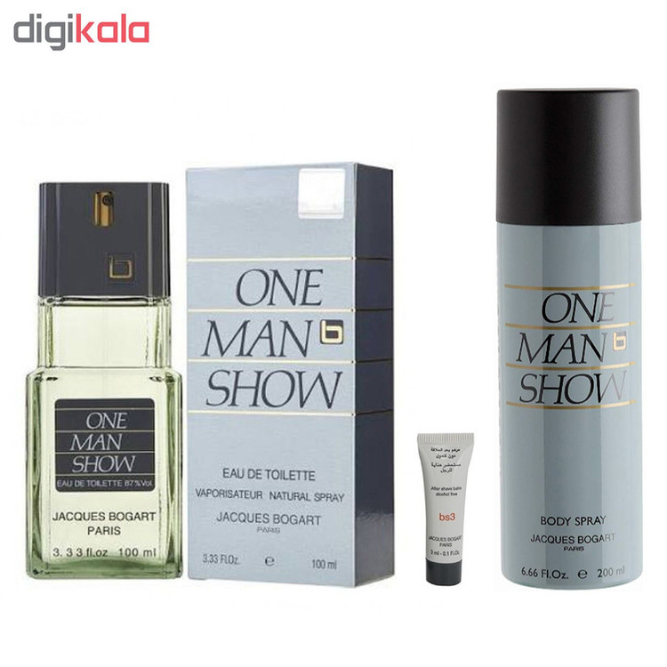ادو تویلت مردانه ژاک بوگارت مدل One Man Show حجم 100 میلی لیتر به همراه اسپری حجم 200 میلی لیتر و افتر شیو حجم 3 میلی لیتر