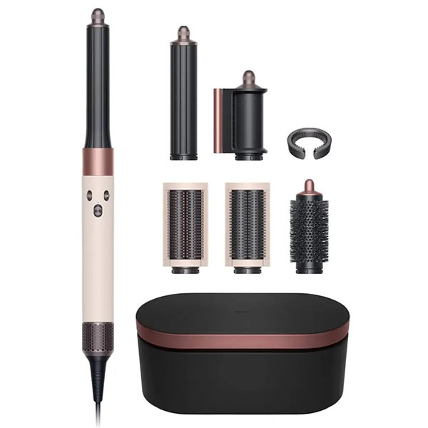 سشوار برسدار حالتدهنده 1300 وات دایسون مدل Airwrap id HS08 Straight+Wavy، موتور BLDC، وزن 630 گرم، دارای سری شانهدار، سری برسدار گرد پهن، کیف نگهدارنده، خشککن ملایم، متمرکزکننده باریک، متمرکزکننده پهن با ویژگی فرکنندگی، صافکنندگی، حجمدهندگی