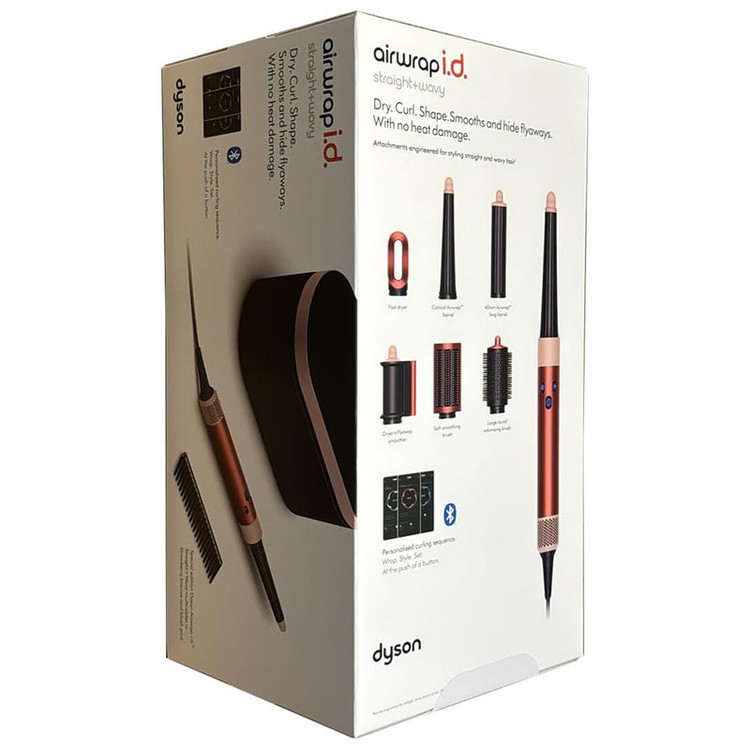 سشوار برسدار حالتدهنده 1300 وات دایسون مدل Airwrap id HS08، موتور AC، وزن 650 گرم، دارای سری شانهدار، سری برسدار گرد پهن، خشککن ملایم با ویژگی فرکنندگی، صافکنندگی، حجمدهندگی، با قابلیت فناوری تولید یون
