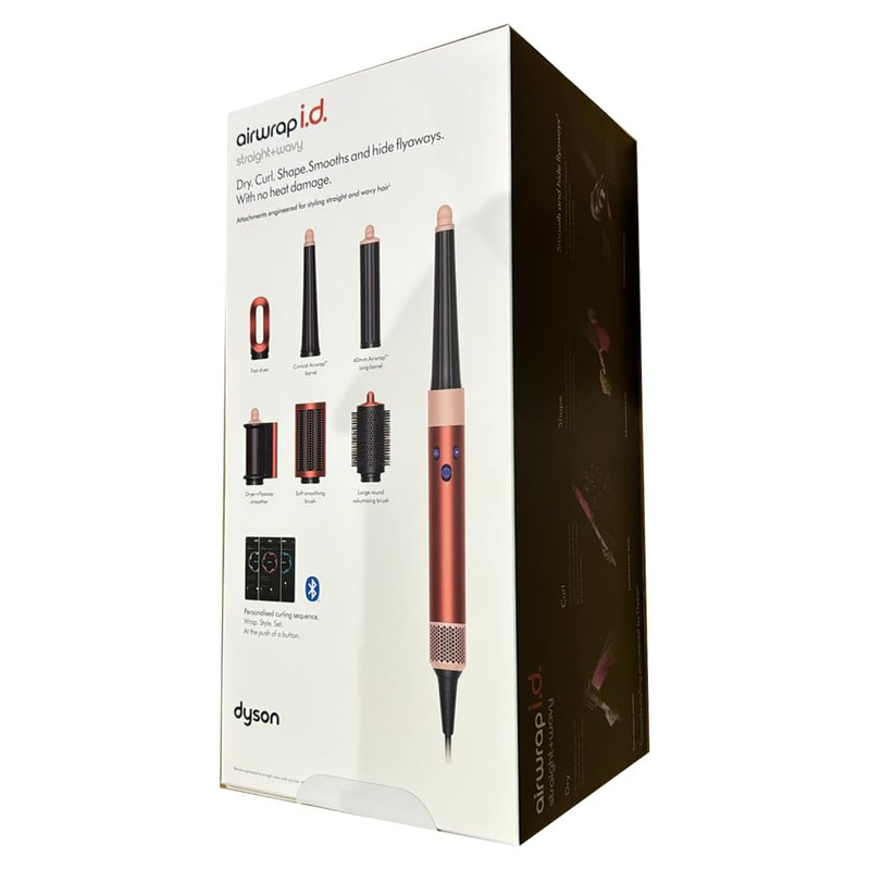 سشوار برسدار حالتدهنده 1300 وات دایسون مدل Airwrap id HS08، موتور AC، وزن 650 گرم، دارای سری شانهدار، سری برسدار گرد پهن، خشککن ملایم با ویژگی فرکنندگی، صافکنندگی، حجمدهندگی، با قابلیت فناوری تولید یون