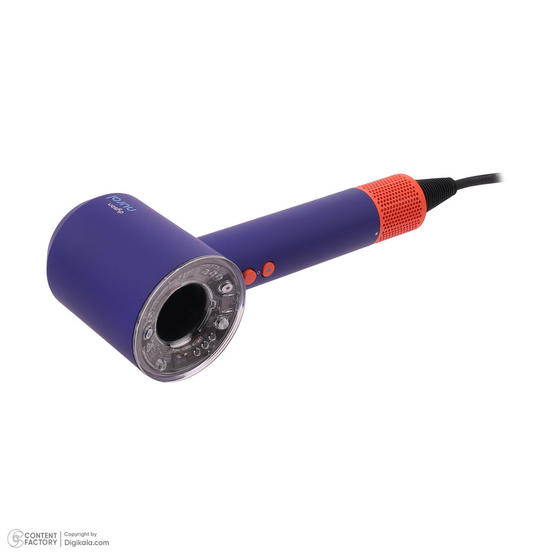 سشوار خانگی 220 وات دایسون مدل Supersonic hd16، موتور AC، وزن 2140 گرم، دارای سری برسدار گرد پهن، سری چرخشی، متمرکزکننده باریک، متمرکزکننده پهن، سری شانهدار با ویژگی صافکنندگی، با قابلیت باد سرد