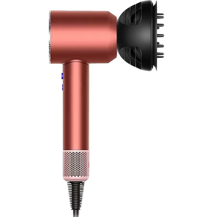 سشوار حرفهای 1600 وات دایسون مدل Supersonic nural SBBP، موتور AC، وزن 820 گرم، دارای سری متمرکزکننده پهن، خشککن ملایم، سری دندانهدار، کیف نگهدارنده با ویژگی صافکنندگی، حجمدهندگی، با قابلیت باد سرد