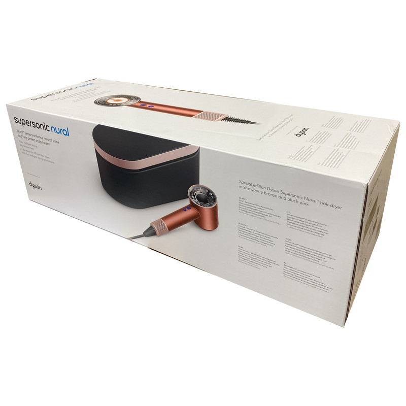 سشوار حرفهای 1600 وات دایسون مدل Supersonic nural SBBP، موتور AC، وزن 820 گرم، دارای سری متمرکزکننده پهن، خشککن ملایم، سری دندانهدار، کیف نگهدارنده با ویژگی صافکنندگی، حجمدهندگی، با قابلیت باد سرد