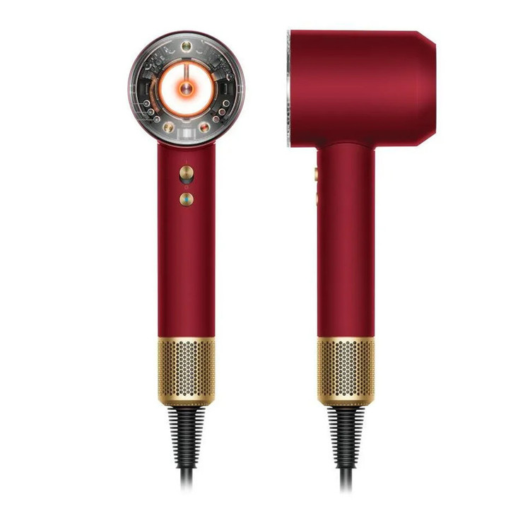 سشوار حرفهای 1600 وات دایسون مدل Supersonic nural SBBP، موتور AC، وزن 820 گرم، دارای سری متمرکزکننده پهن، خشککن ملایم، سری دندانهدار، کیف نگهدارنده با ویژگی صافکنندگی، حجمدهندگی، با قابلیت باد سرد