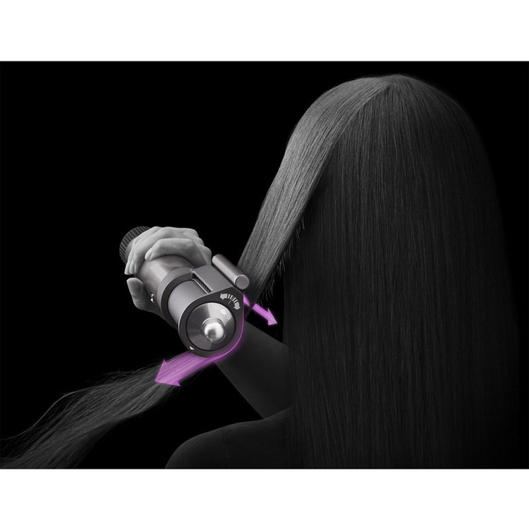 سشوار برسدار حالتدهنده 1300 وات دایسون مدل Airwrap Complete Long Volumise HS05، موتور AC، وزن 680 گرم، دارای سری شانهدار، سری برسدار گرد پهن، خشککن ملایم، کیف نگهدارنده با ویژگی فرکنندگی، صافکنندگی، حجمدهندگی، با قابلیت باد سرد